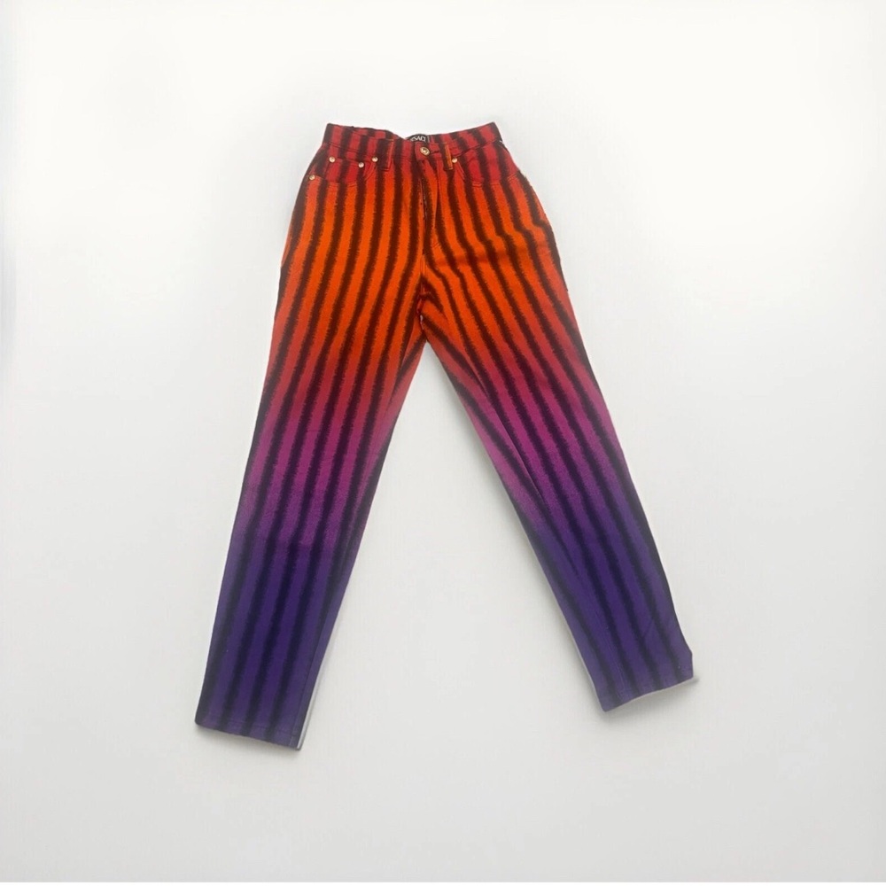 VTG Versace Jeans Couture Women’s Jeans Striped Pants Sz 28 Sz 42 Italy rare